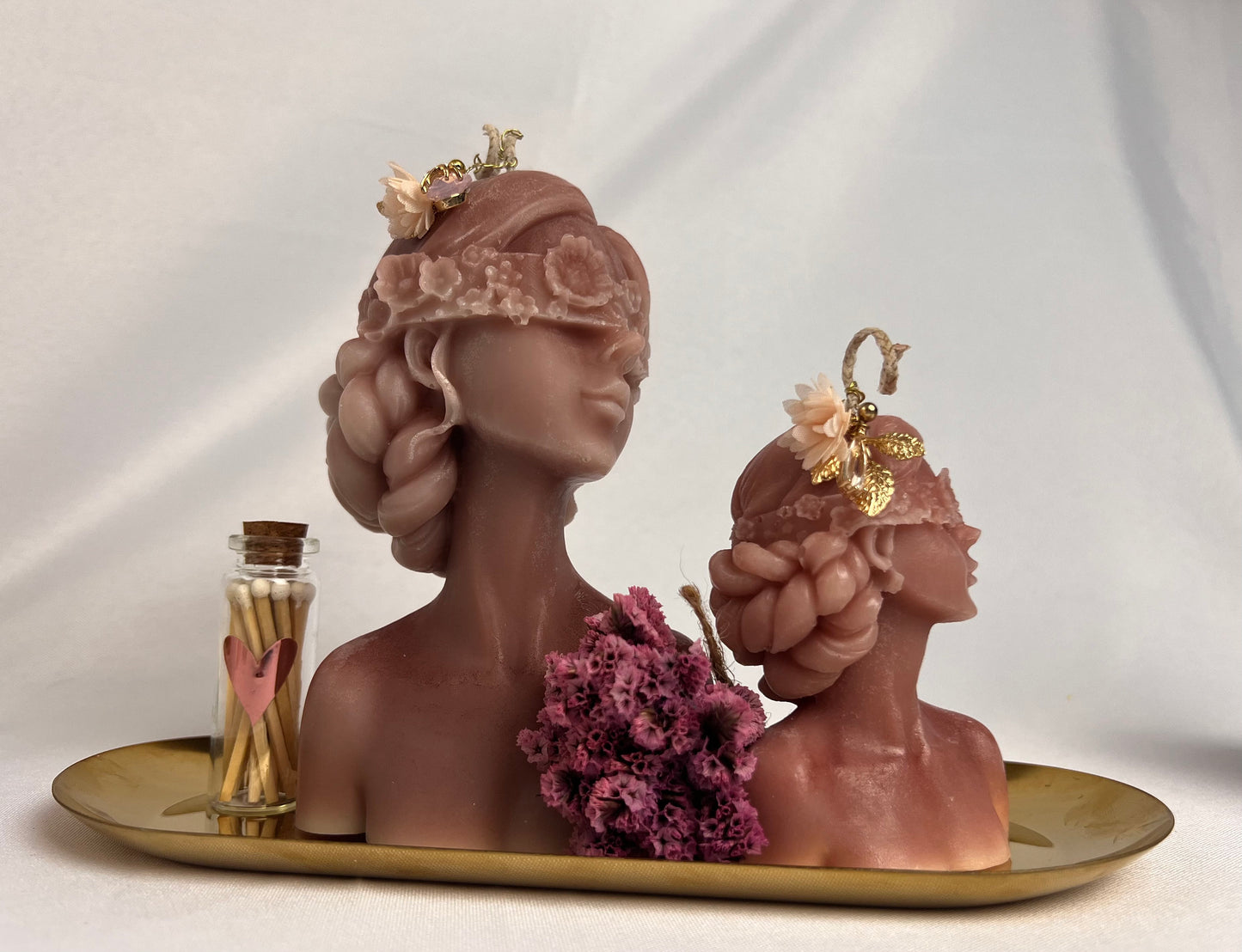 Blindfolded Sunflower Woman Sculptural Candle