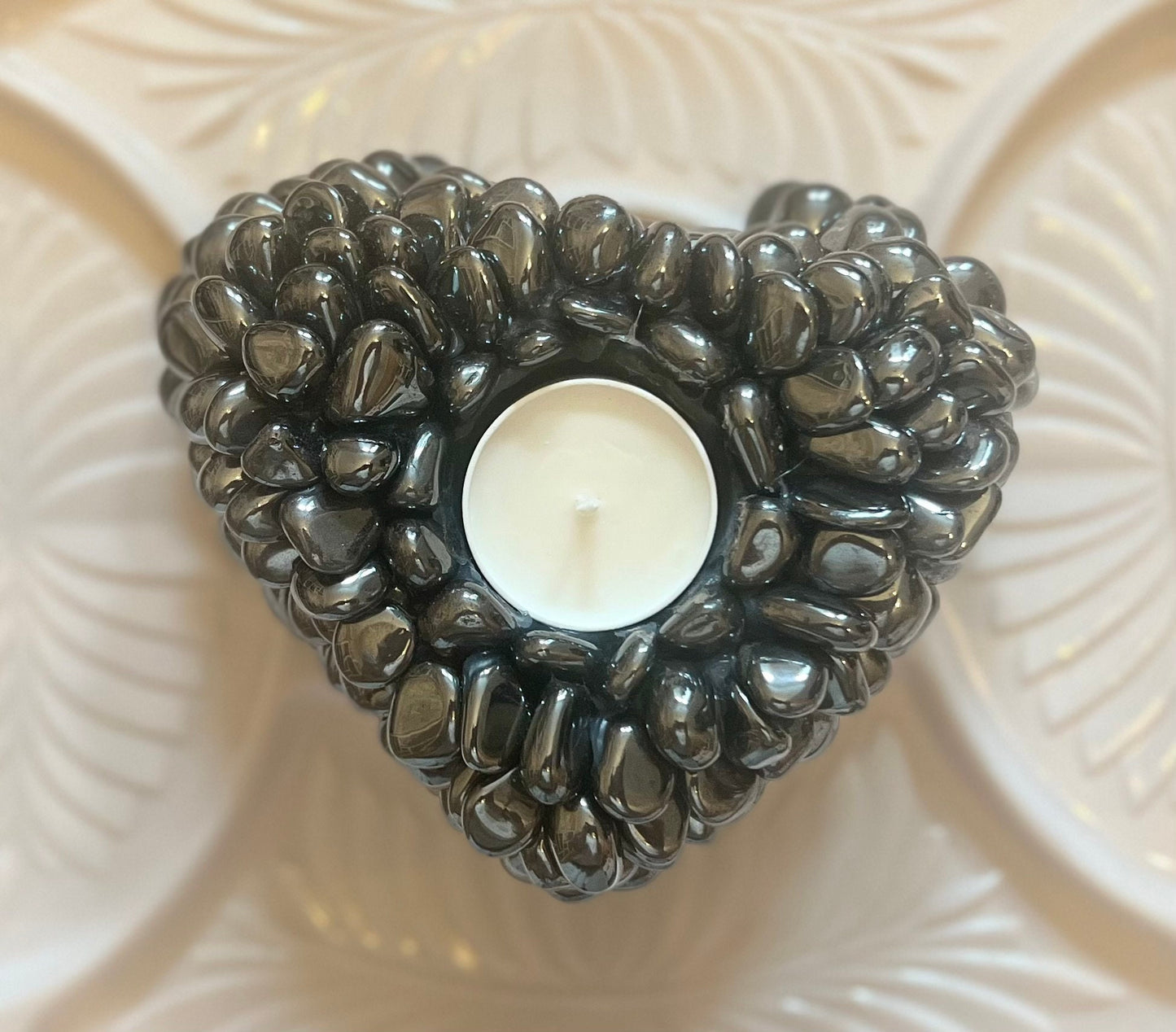 Tumbled Black Crystal Candle Holder
