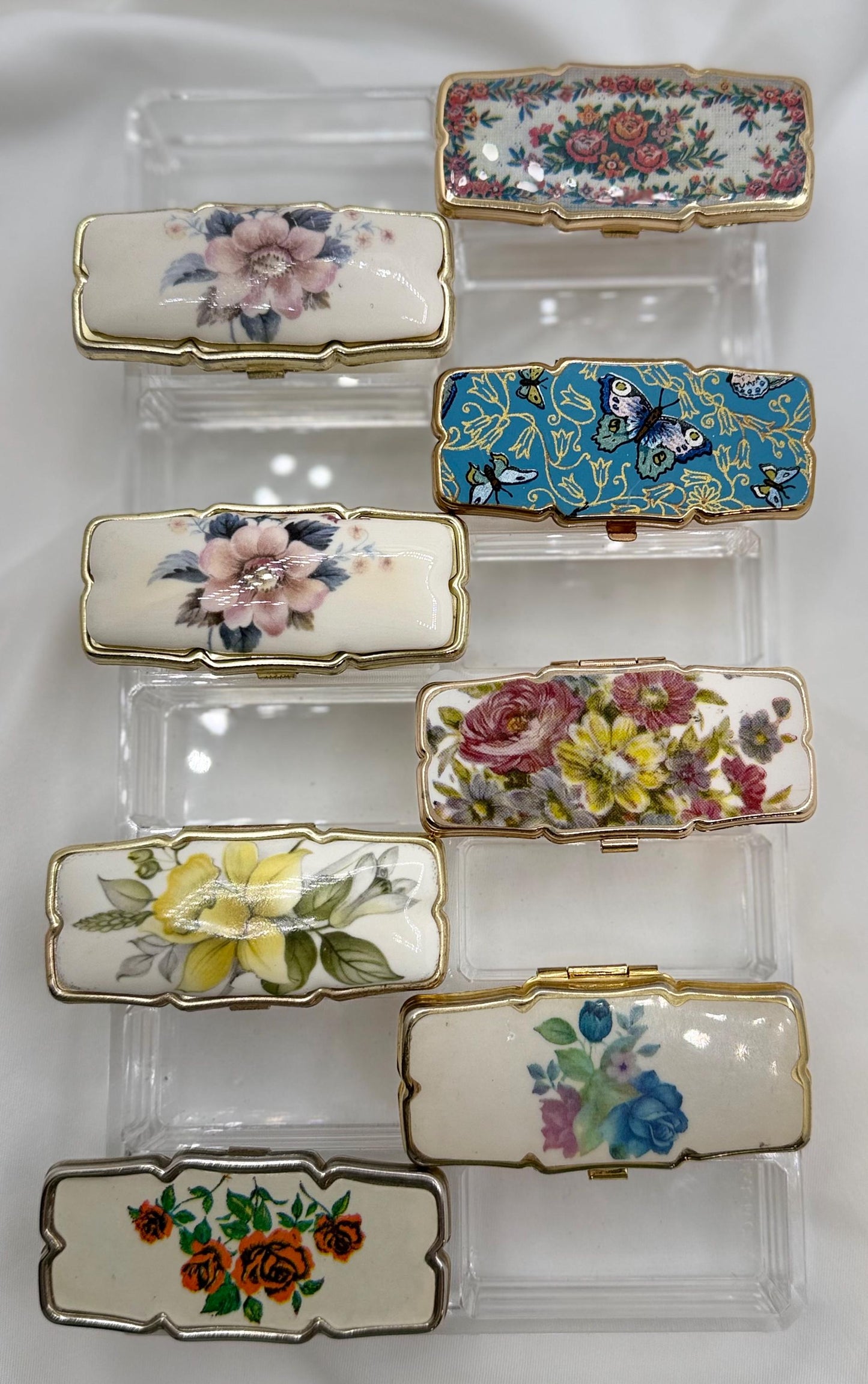 Vintage Rectangle Series of Statement Lipstick Holders with Flip-Up Mirror - Lip gloss travel carrier