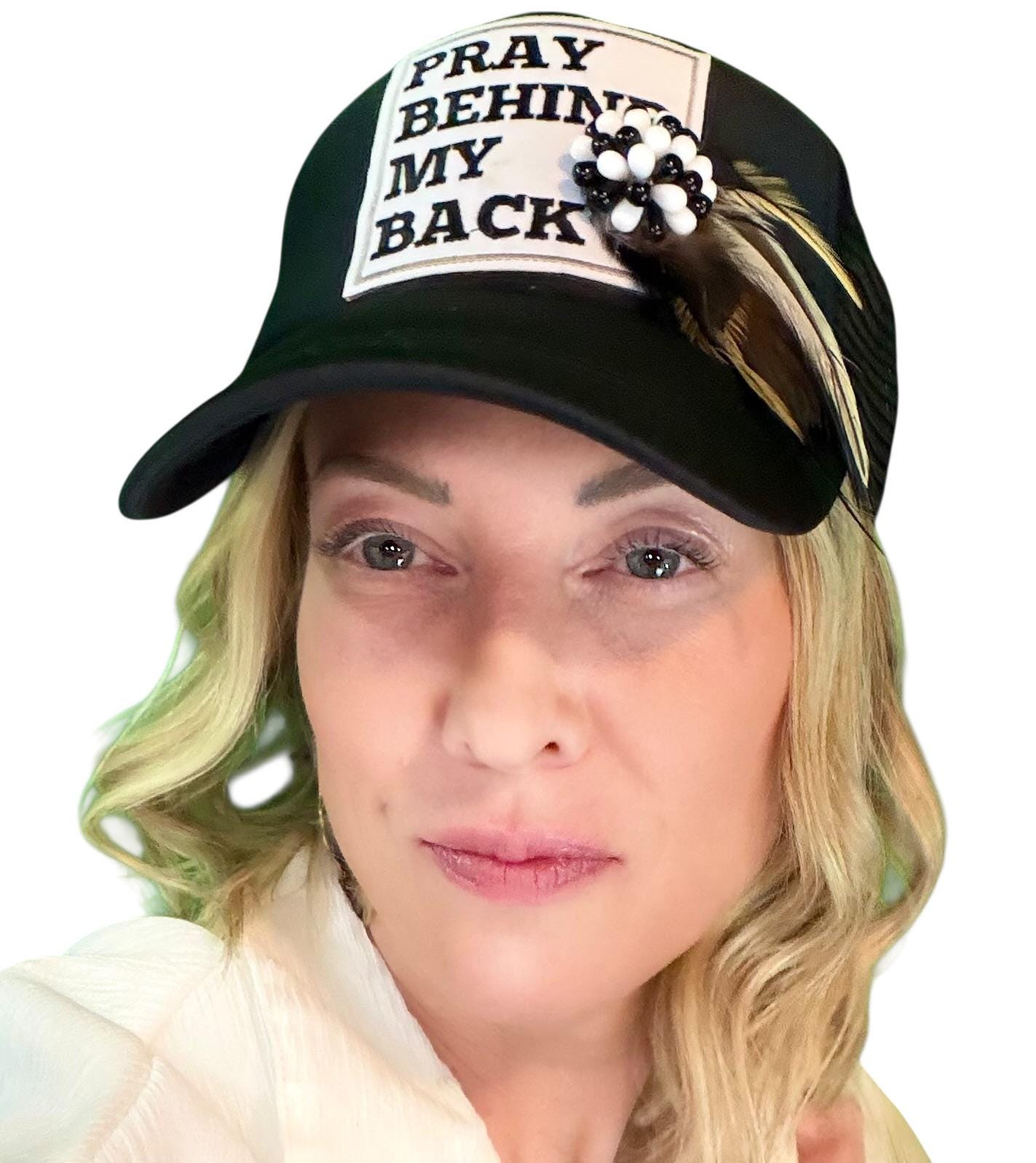 NEW Style Statement “Pray Behind My Back” Patchwork Jeweled Trucker Hat