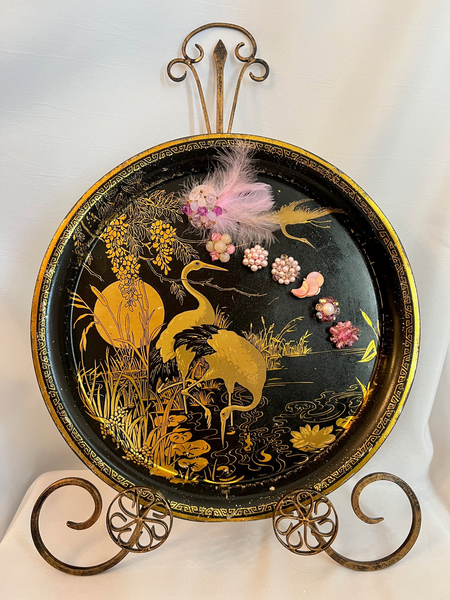 Vintage Peacock Metal Display Trays