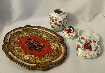 Strawberry Porcelain Ginger Jar & Heart Trinket Dish