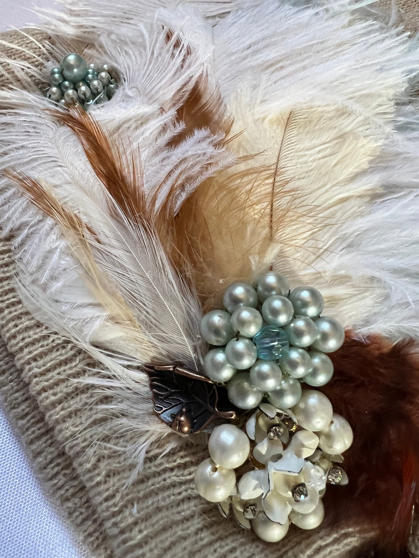 NEUTRAL Collection - Unique Feathered Flapper Fashionable Sparkly Winter Accessory
