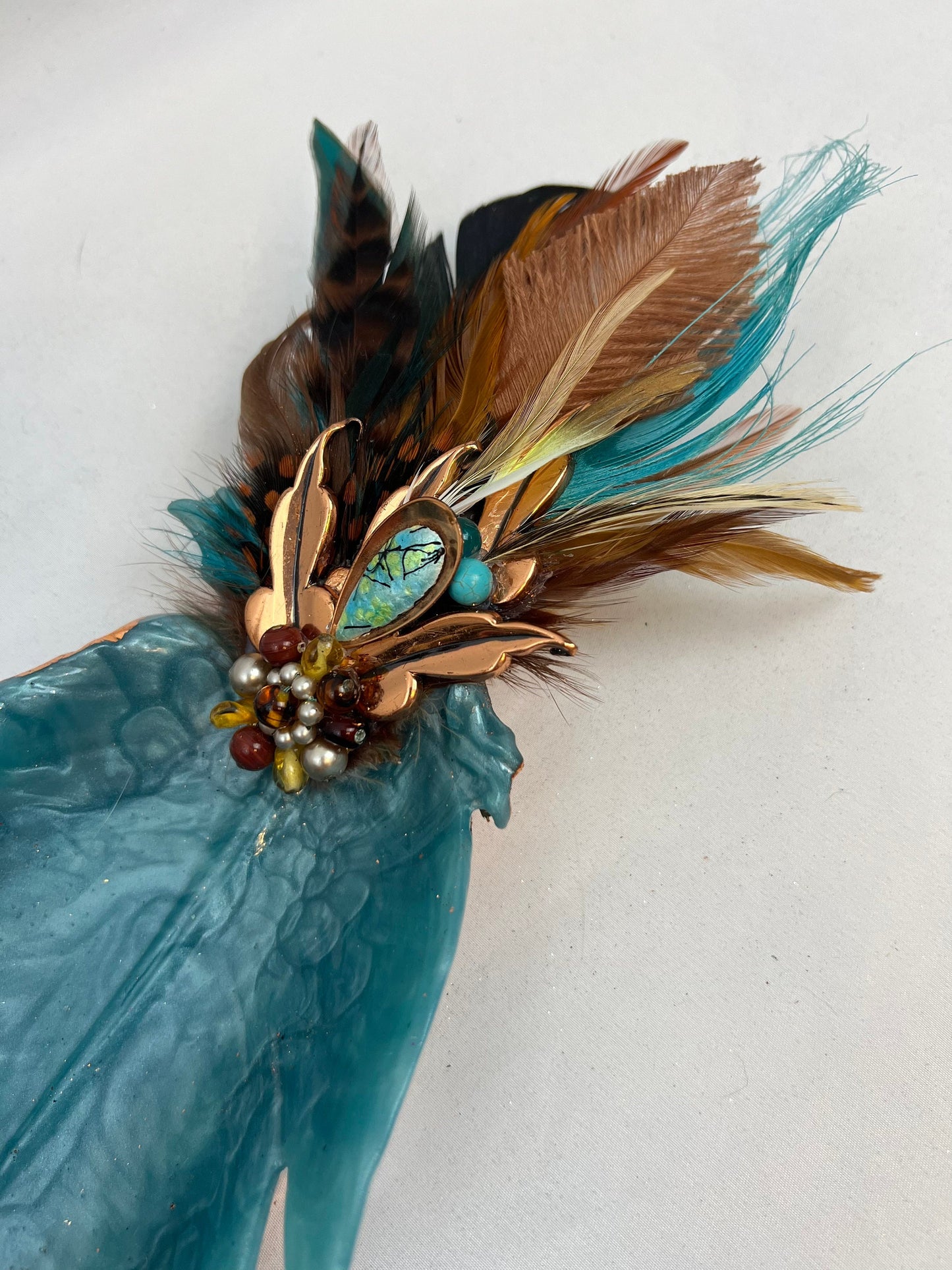 Embellished Vintage Jeweled Peacock Trinket Dish