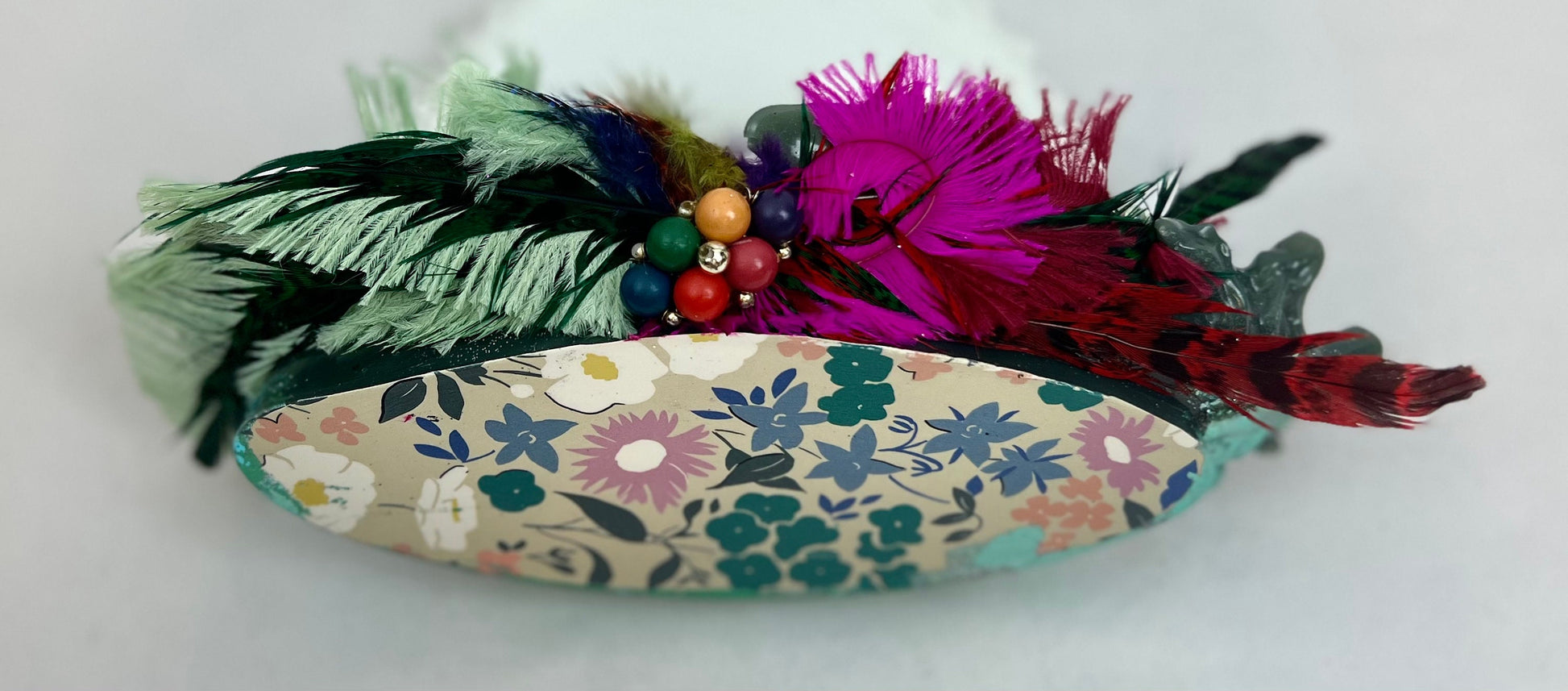 Vintage Jeweled Peacock Feather Dish for Jewelry, Trinkets, and Keys