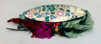 Vintage Jeweled Peacock Feather Dish for Jewelry, Trinkets, and Keys