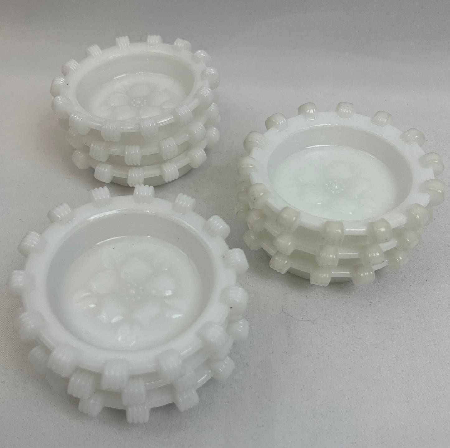Pinwheel Design Milk Glass Coasters