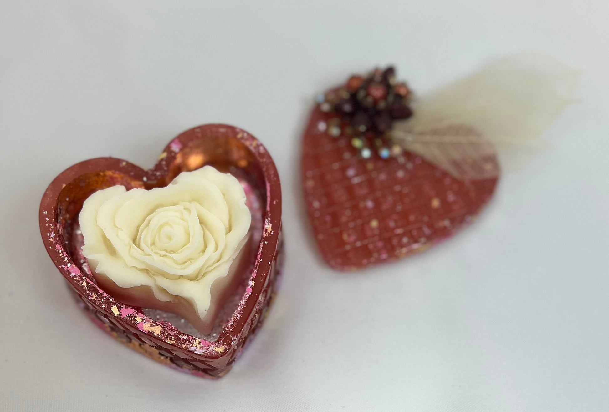 Heart Shaped Storage Container w/Heart Lotion Bar - Jewelry Keepsake Box
