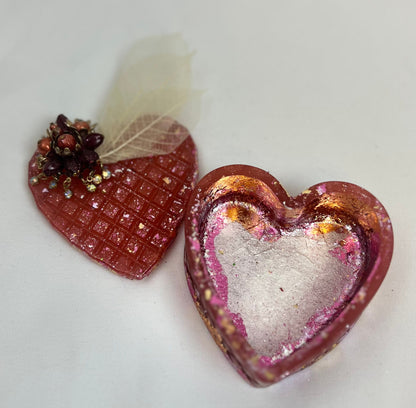 Heart Shaped Storage Container w/Heart Lotion Bar - Jewelry Keepsake Box