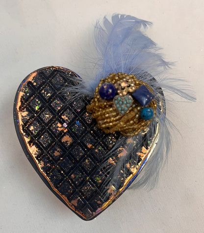 Handmade Vintage Jeweled Multipurpose Reusable Heart Shaped Trinket Storage Container - Jewelry Keepsake Box