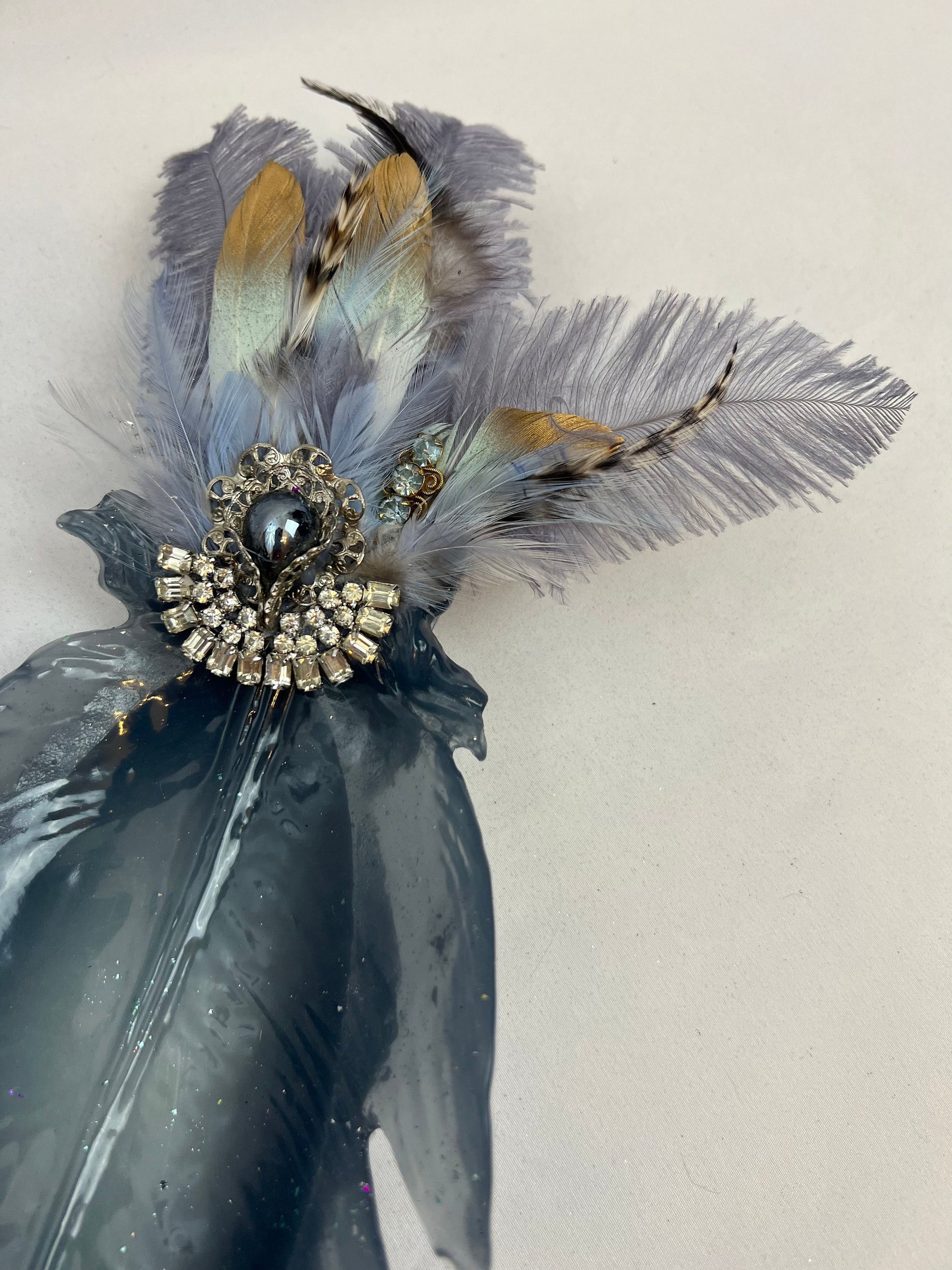 Embellished Vintage Jeweled Peacock Trinket Dish