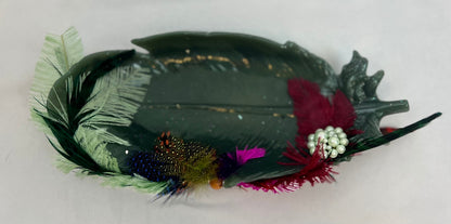 Vintage Jeweled Peacock Feather Dish for Jewelry, Trinkets, and Keys