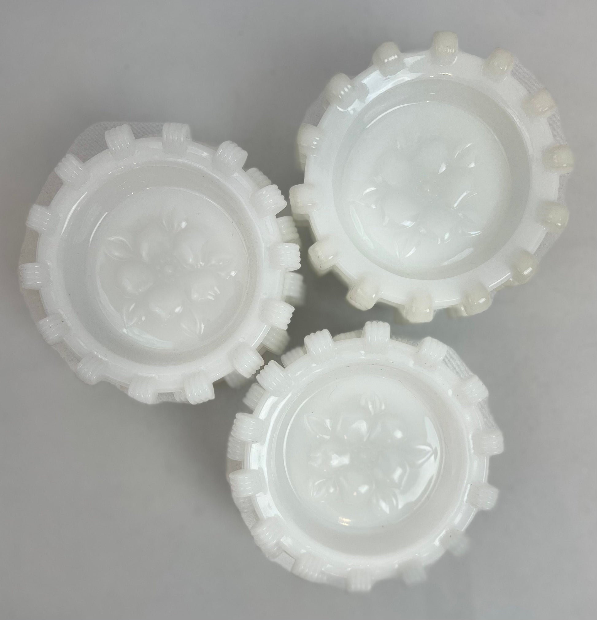 Pinwheel Design Milk Glass Coasters