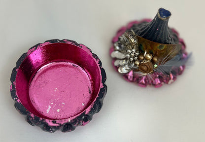 Teardrop Diamond Design Vintage Jeweled Keepsake Box