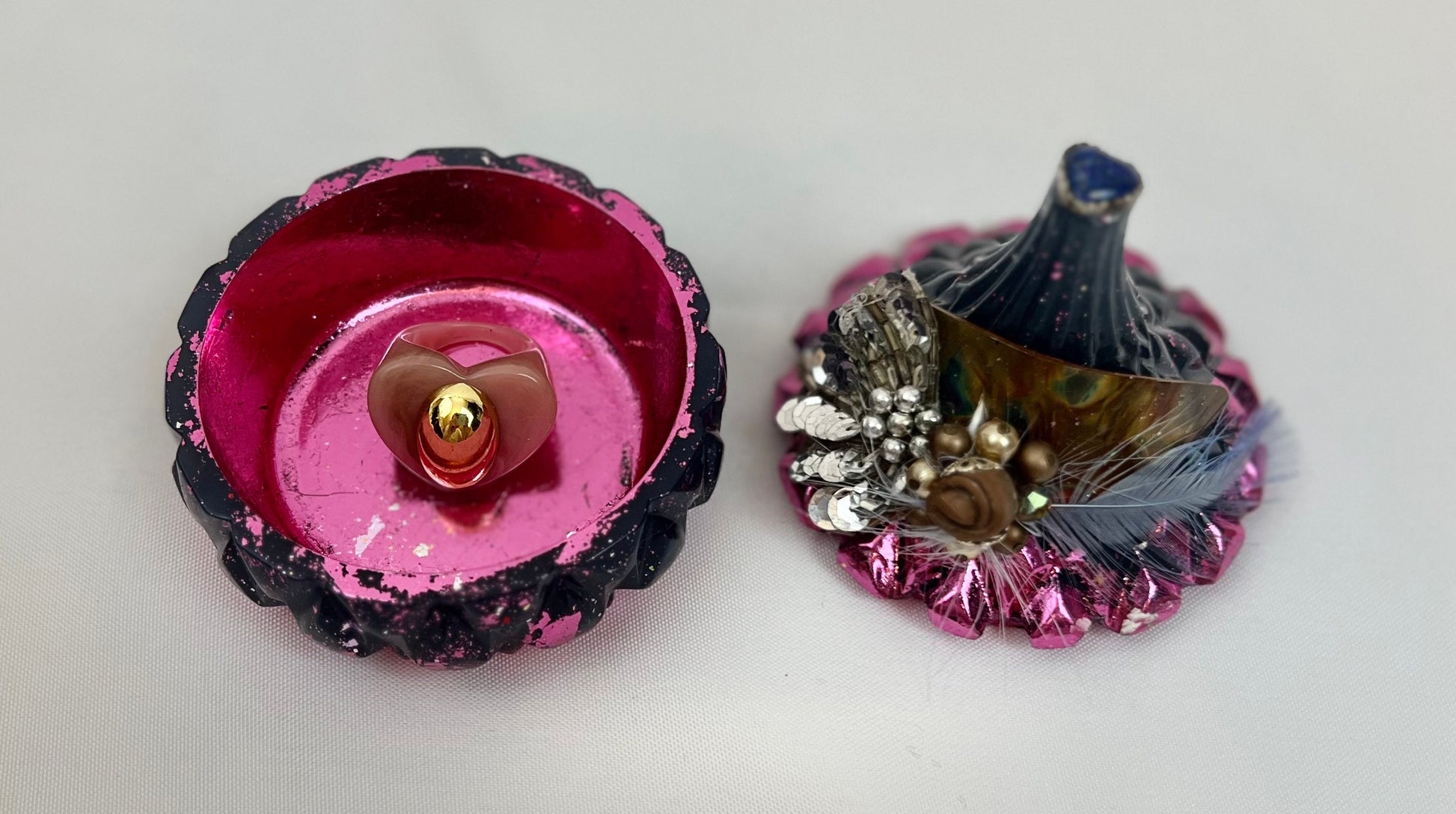 Teardrop Diamond Design Vintage Jeweled Keepsake Box