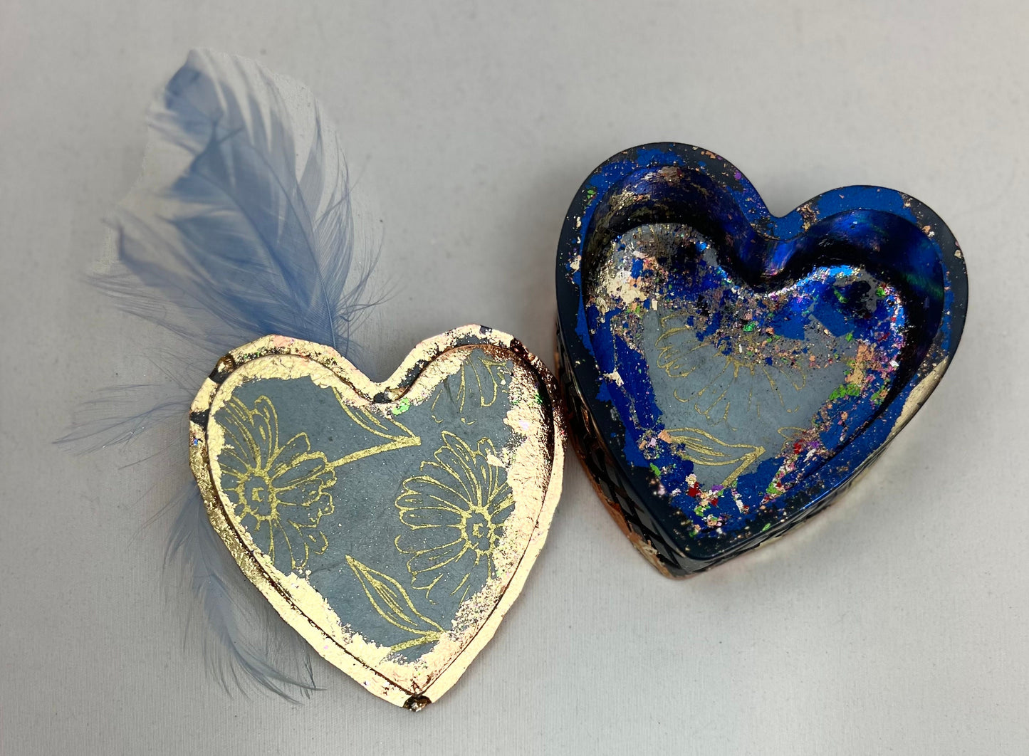 Handmade Vintage Jeweled Multipurpose Reusable Heart Shaped Trinket Storage Container - Jewelry Keepsake Box