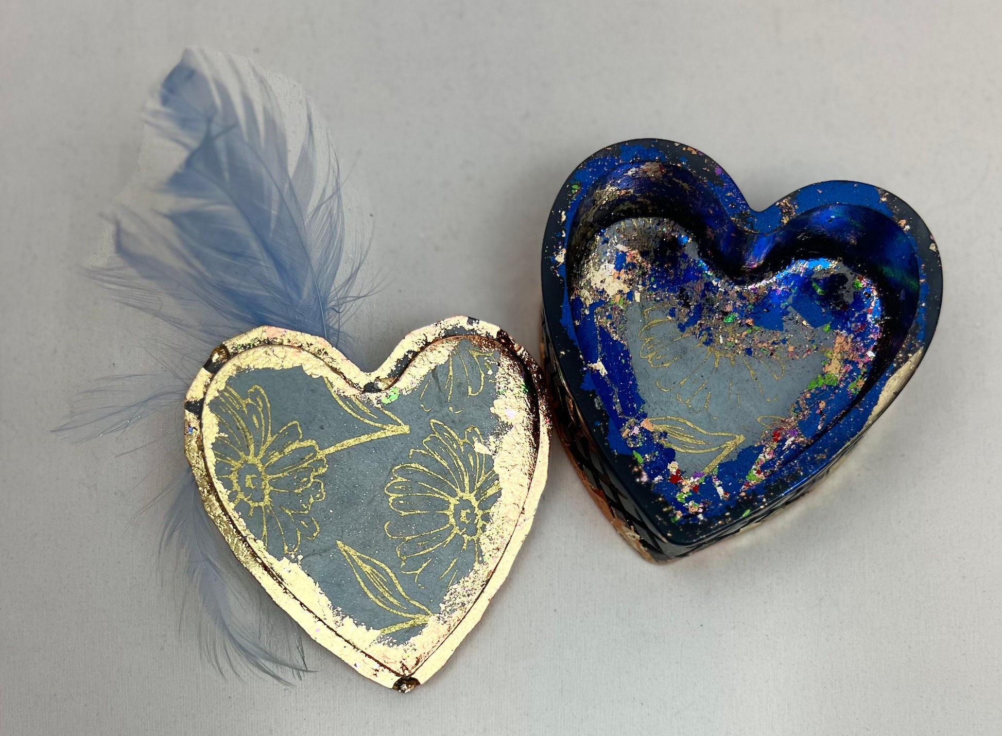 Handmade Vintage Jeweled Multipurpose Reusable Heart Shaped Trinket Storage Container - Jewelry Keepsake Box