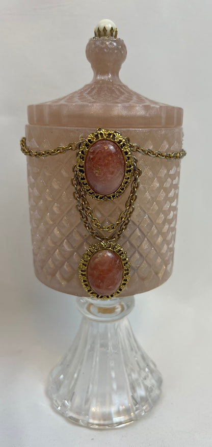 Trinket Dish Vintage Jeweled Diamond Designed Vessel