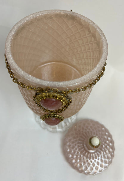 Trinket Dish Vintage Jeweled Diamond Designed Vessel