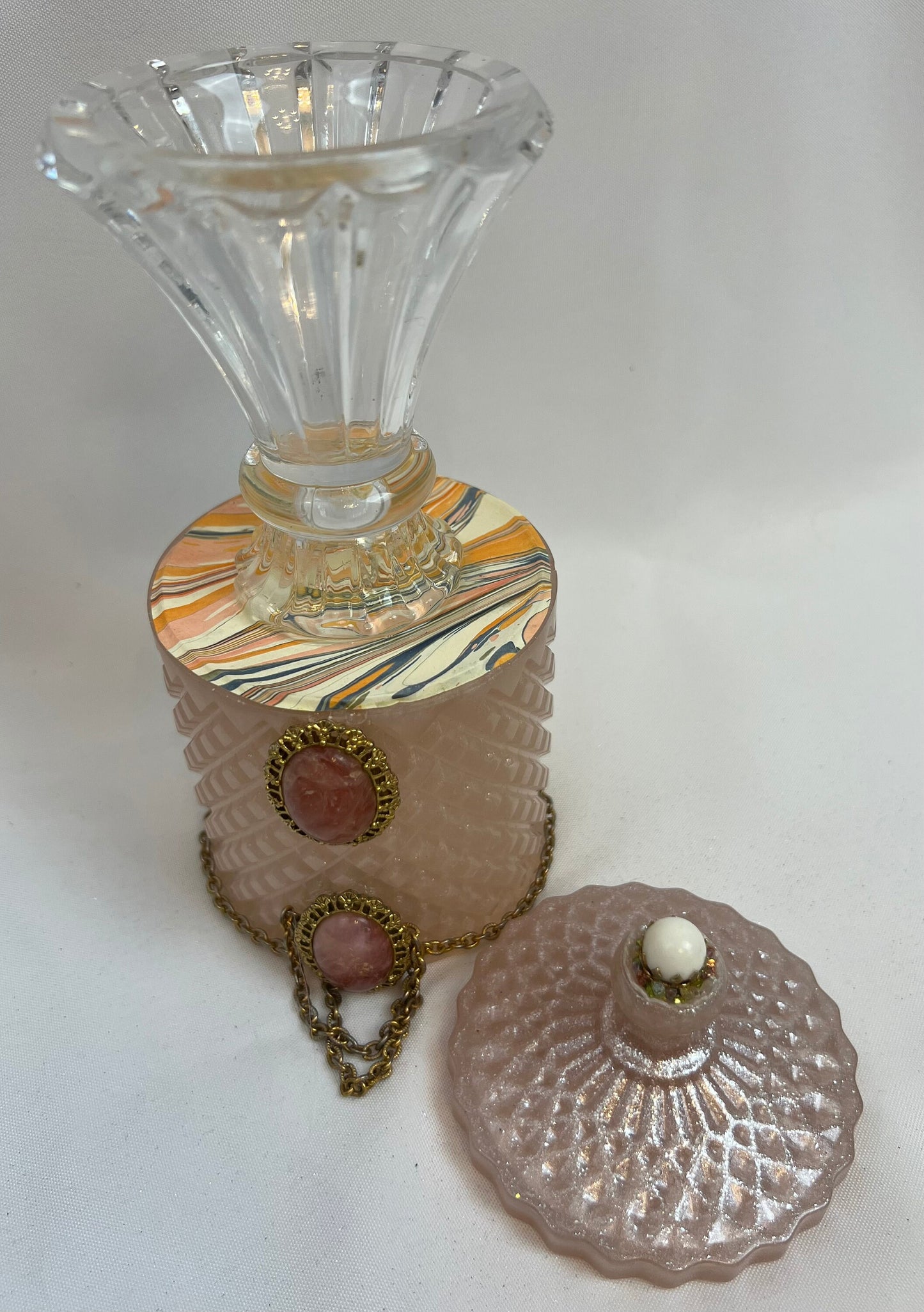 Trinket Dish Vintage Jeweled Diamond Designed Vessel