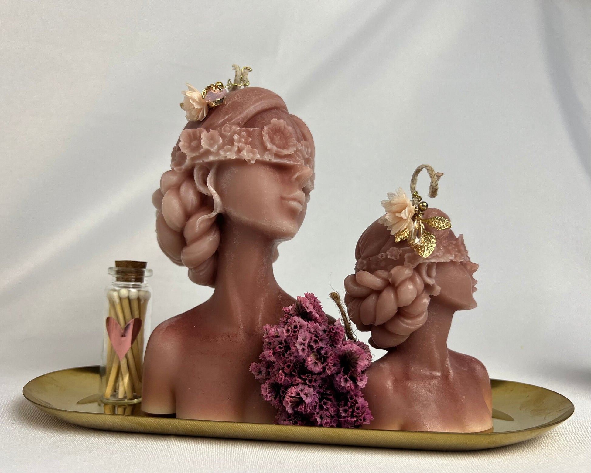 Blindfolded Sunflower Woman Sculptural Candle
