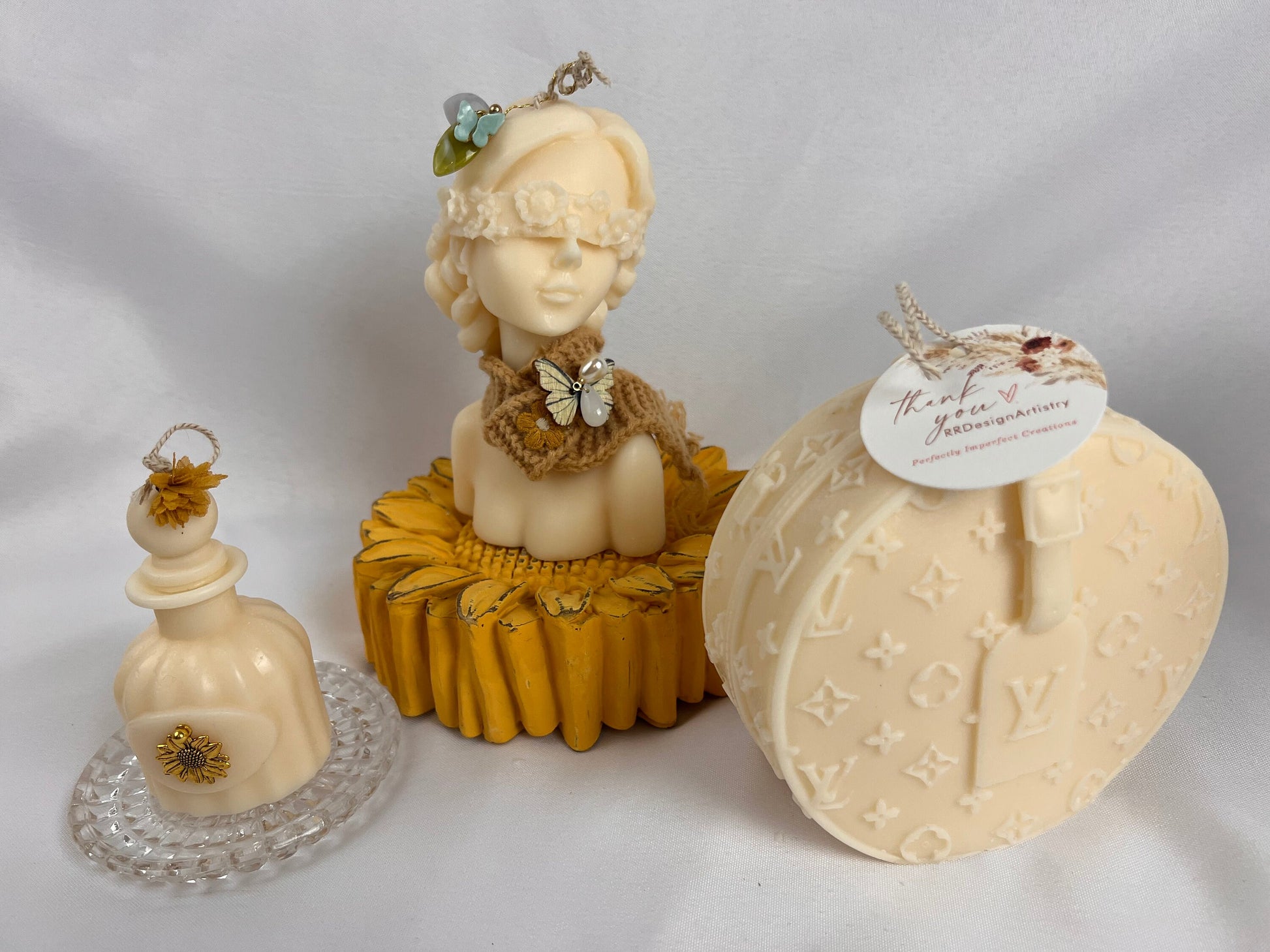 Blindfolded Sunflower Woman Sculptural Candle