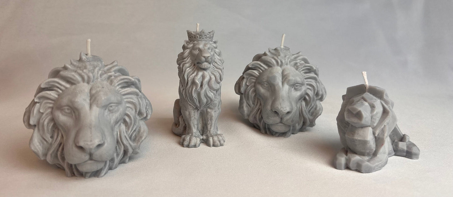 Lion Head & Lion Figurine Sculpture Candles