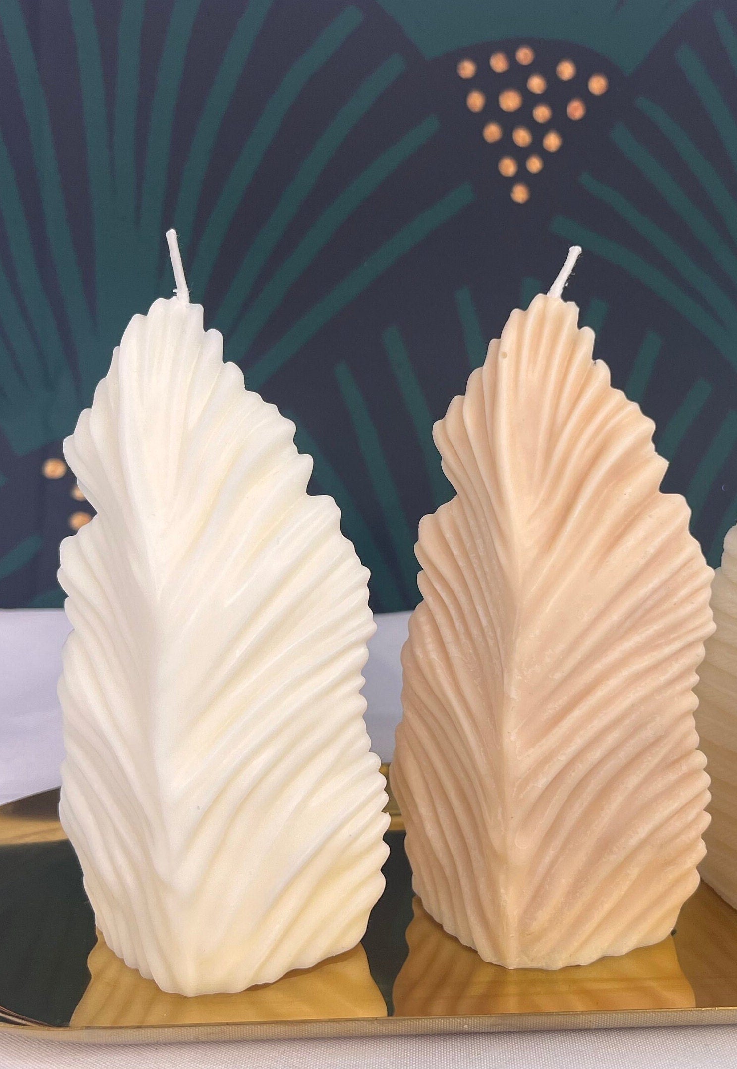 BoHo Vibes Shell Fern Leaf Feather Sculpture Candles