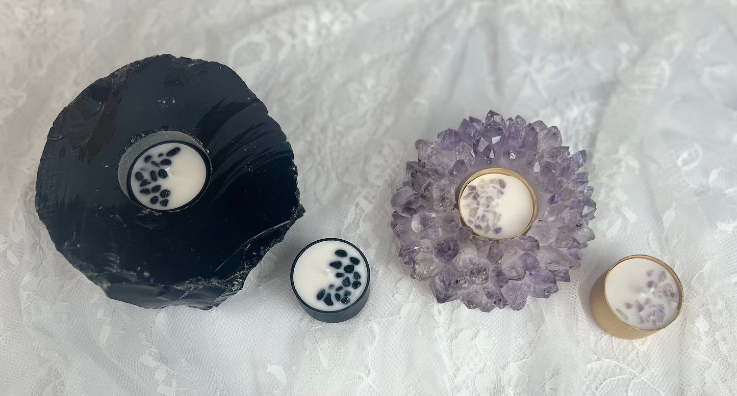 Purple Amethyst Crystal Candle Holder
