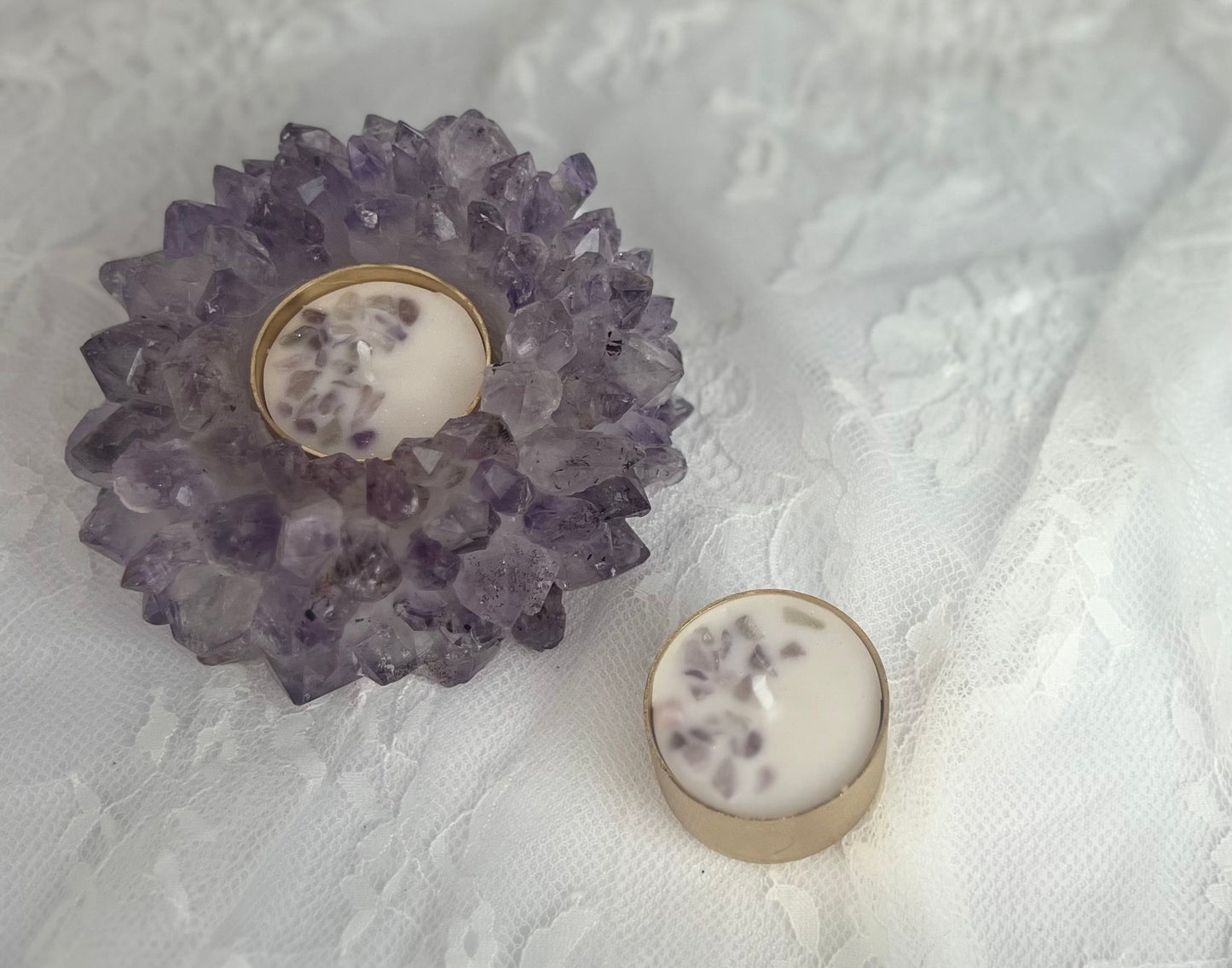 Purple Amethyst Crystal Candle Holder