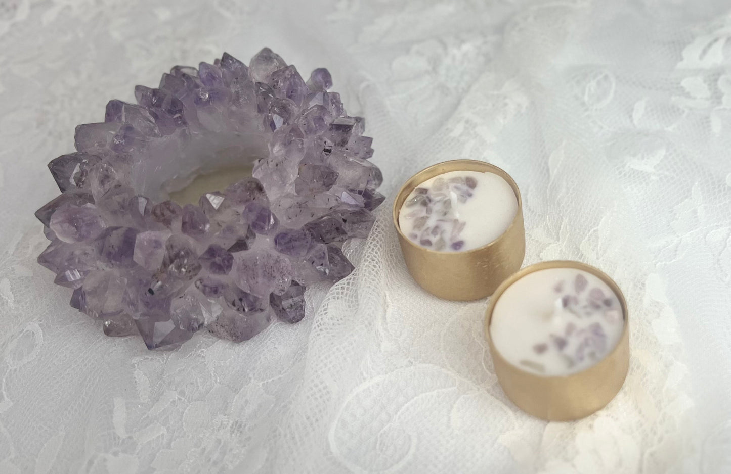 Purple Amethyst Crystal Candle Holder