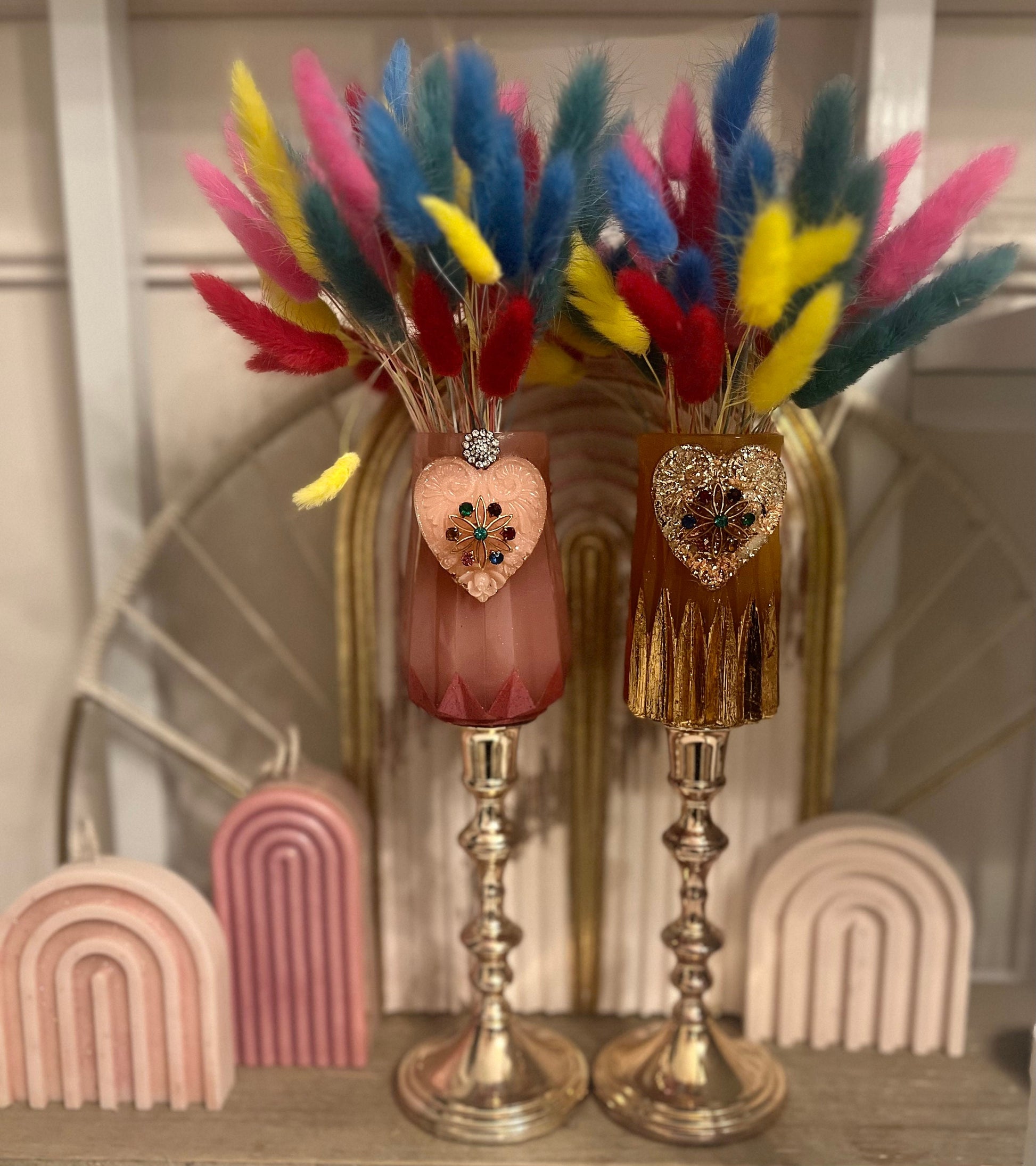 VASE - Vintage Jeweled Embellished Vase Decor - Makeup Brush Holder