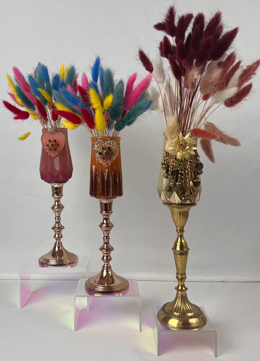 VASE - Vintage Jeweled Embellished Vase Decor - Makeup Brush Holder