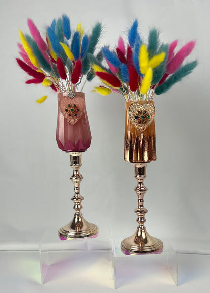VASE - Vintage Jeweled Embellished Vase Decor - Makeup Brush Holder
