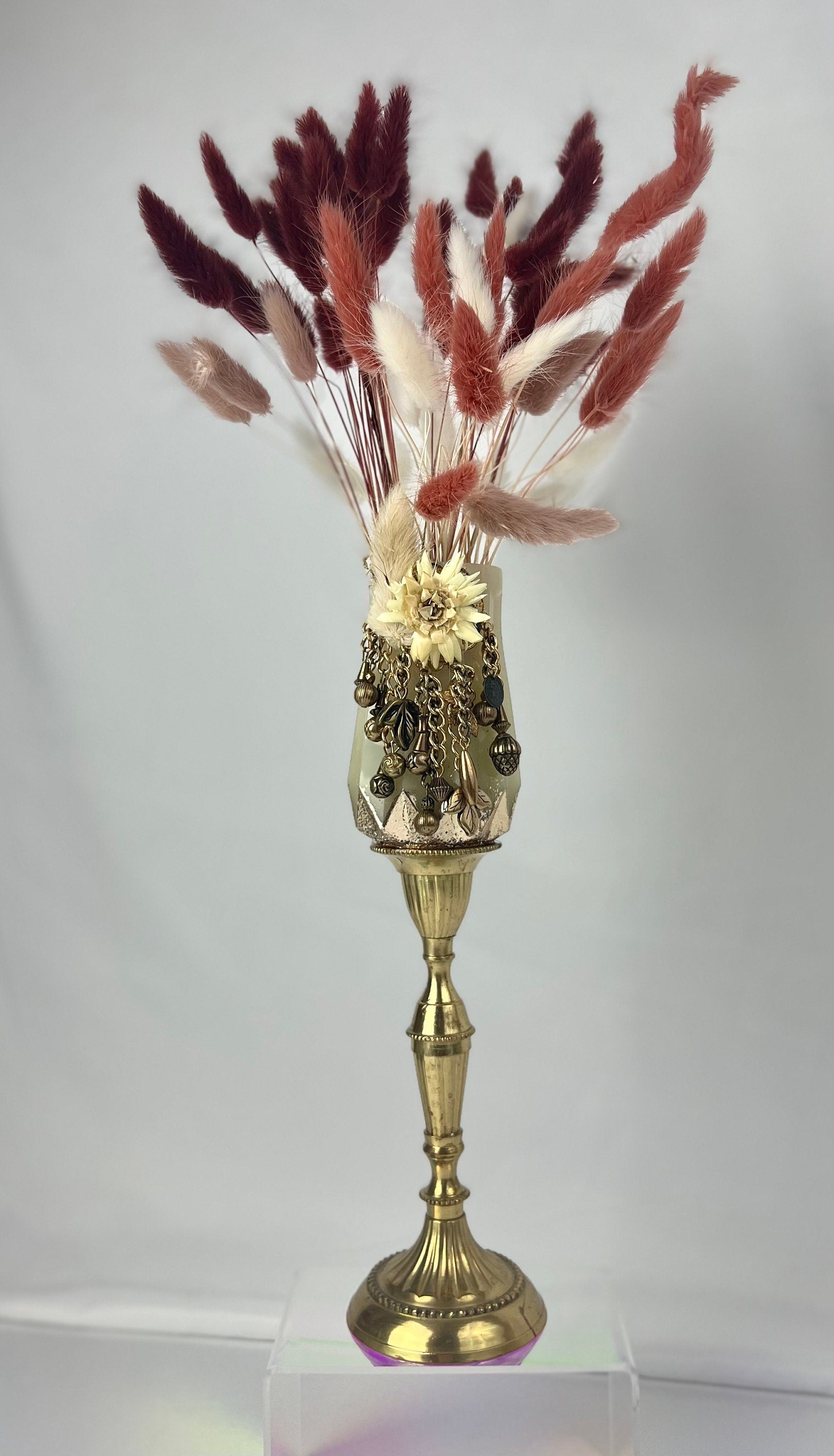 VASE - Vintage Jeweled Embellished Vase Decor - Makeup Brush Holder