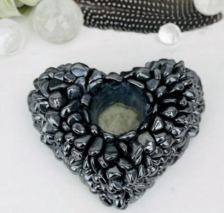 Tumbled Black Crystal Candle Holder