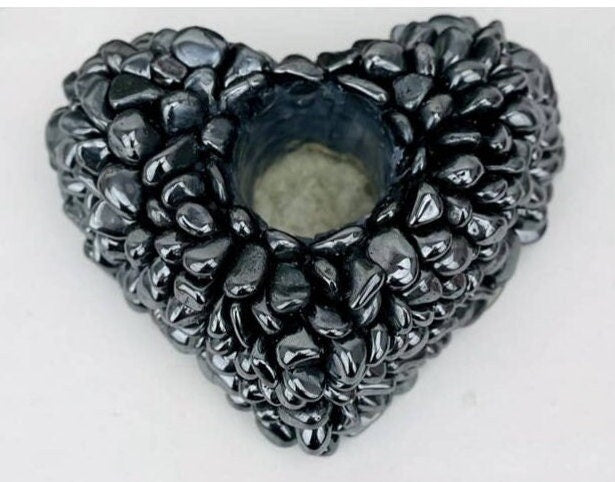 Tumbled Black Crystal Candle Holder