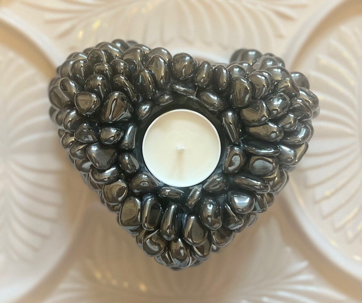 Tumbled Black Crystal Candle Holder