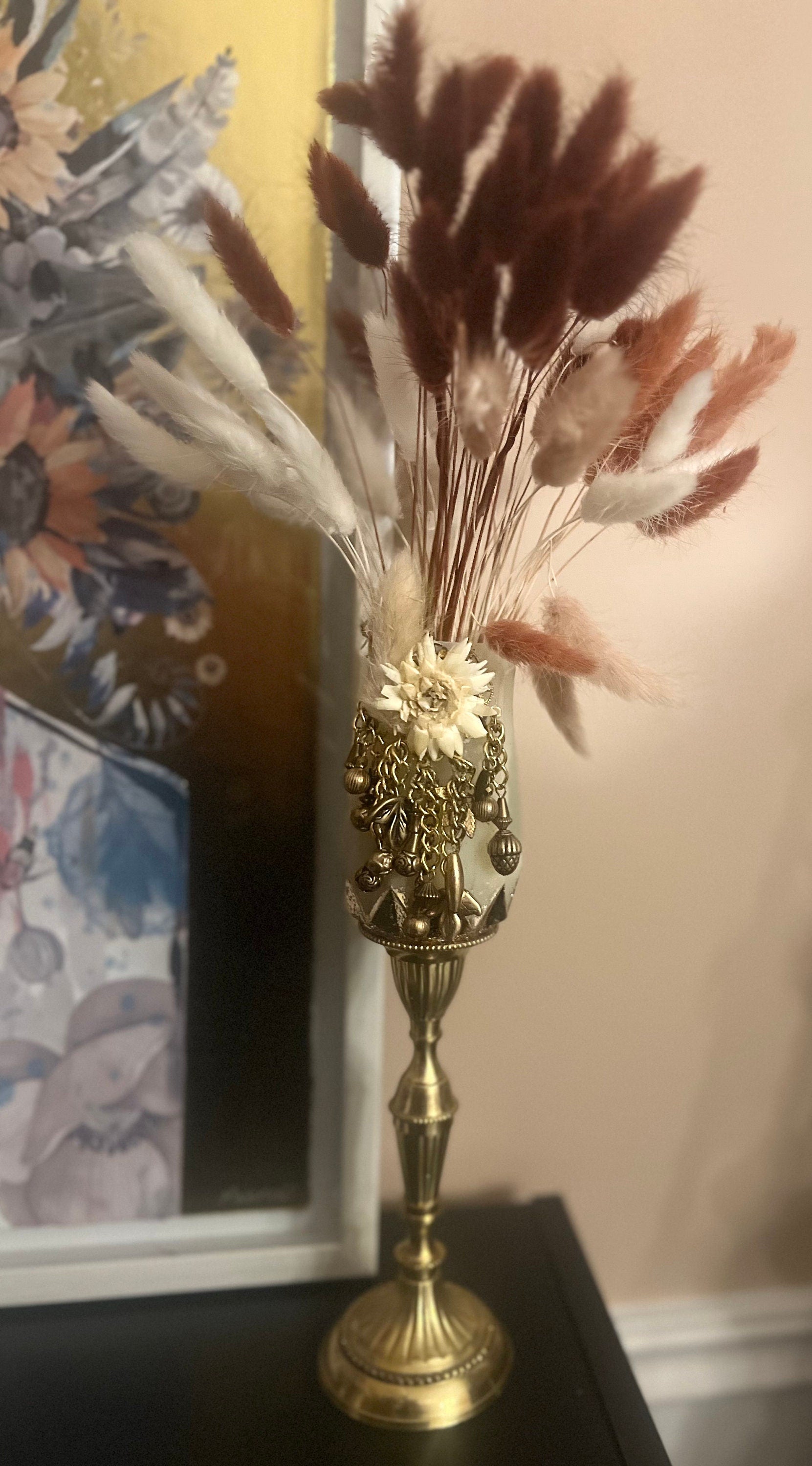 VASE - Vintage Jeweled Embellished Vase Decor - Makeup Brush Holder