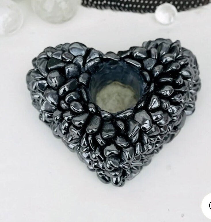 Tumbled Black Crystal Candle Holder