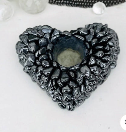 Tumbled Black Crystal Candle Holder