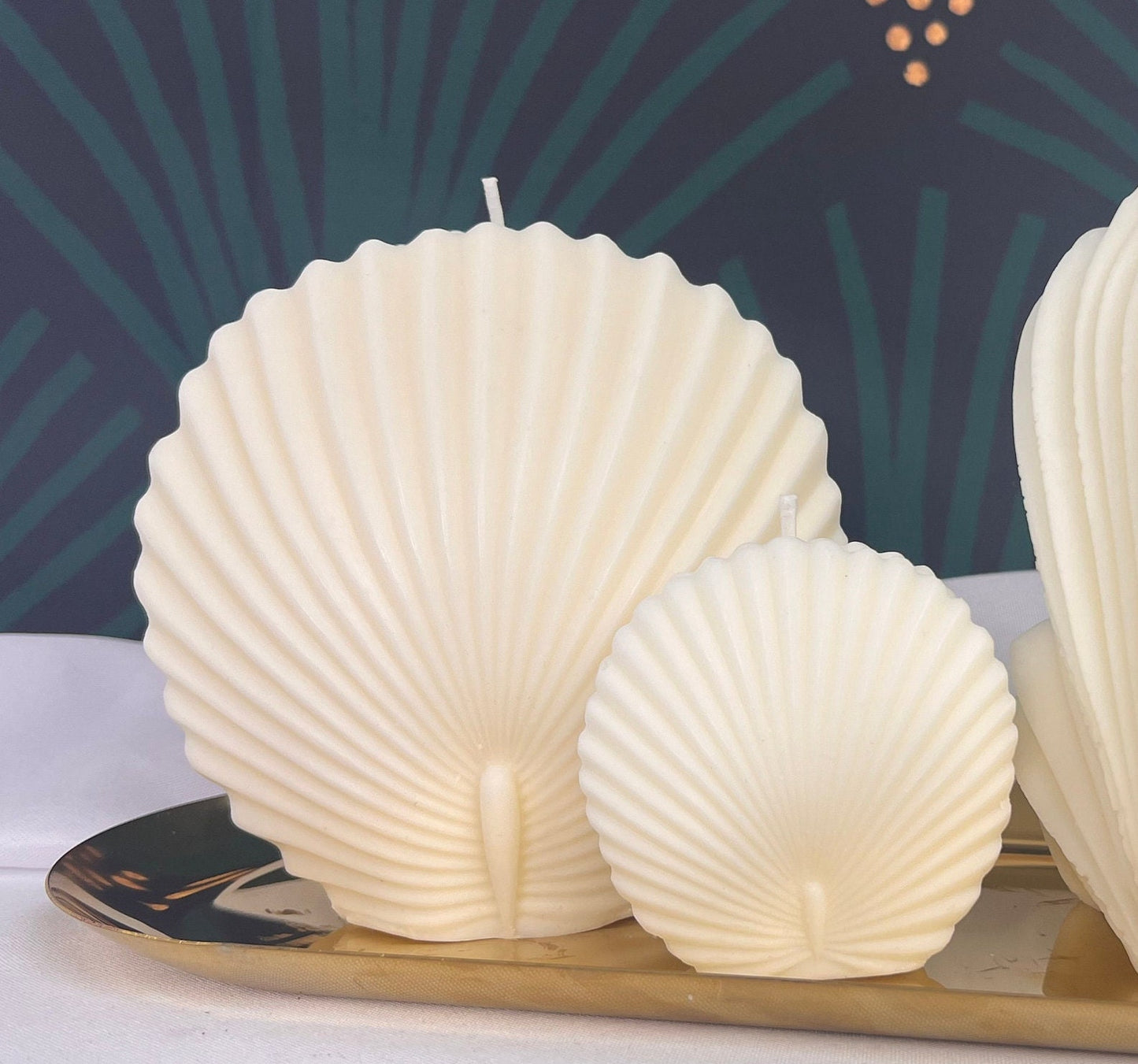 BoHo Vibes Shell Fern Leaf Feather Sculpture Candles