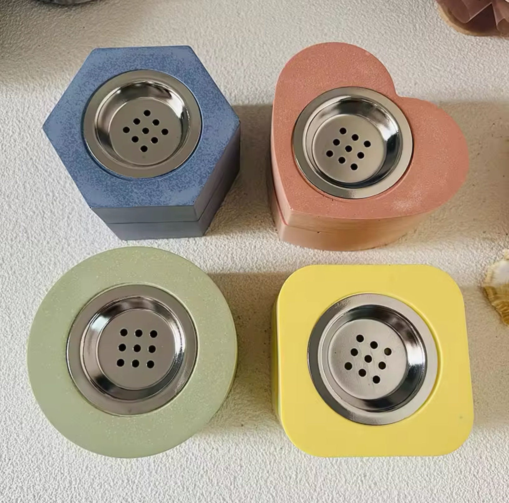 SCULPTED Concrete Incense Burner Box - Charcoal Incense Cone Storage
