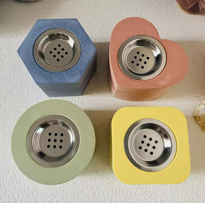 SCULPTED Concrete Incense Burner Box - Charcoal Incense Cone Storage