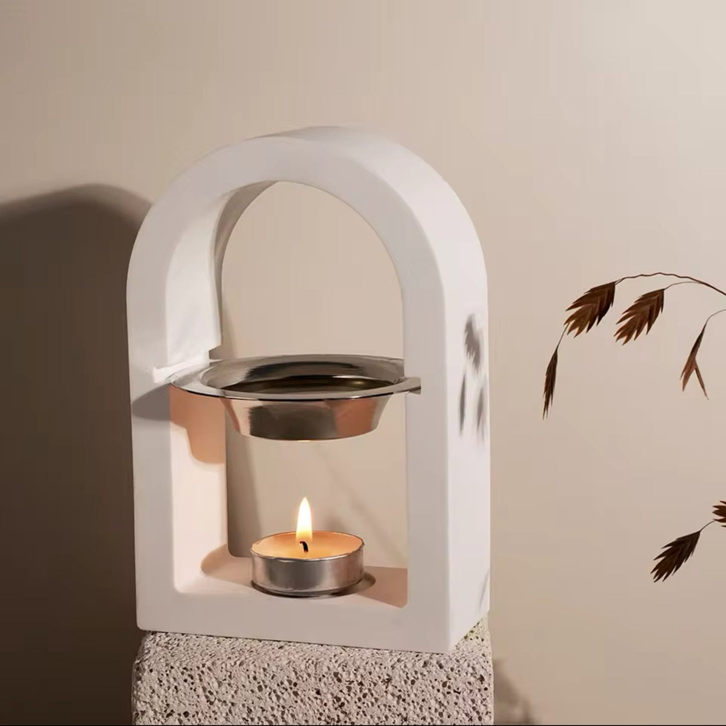 SCULPTED Concrete Incense Burner Box - Charcoal Incense Cone Storage