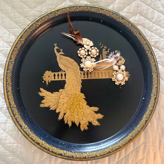 Peacock Metal Trays w/Classic Jewelry Magnets