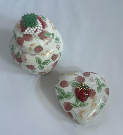 Strawberry Porcelain Ginger Jar & Heart Trinket Dish