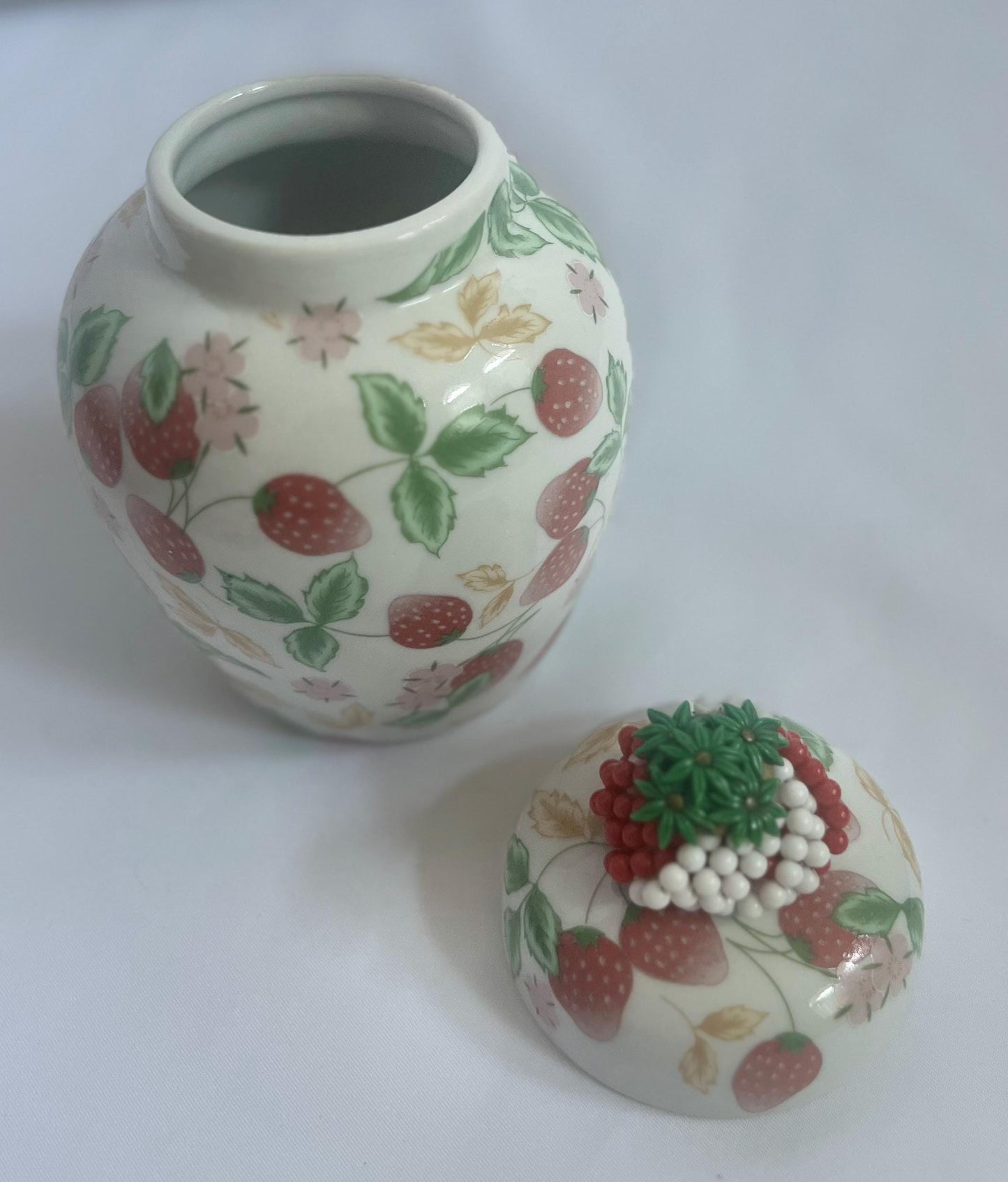 Strawberry Porcelain Ginger Jar & Heart Trinket Dish