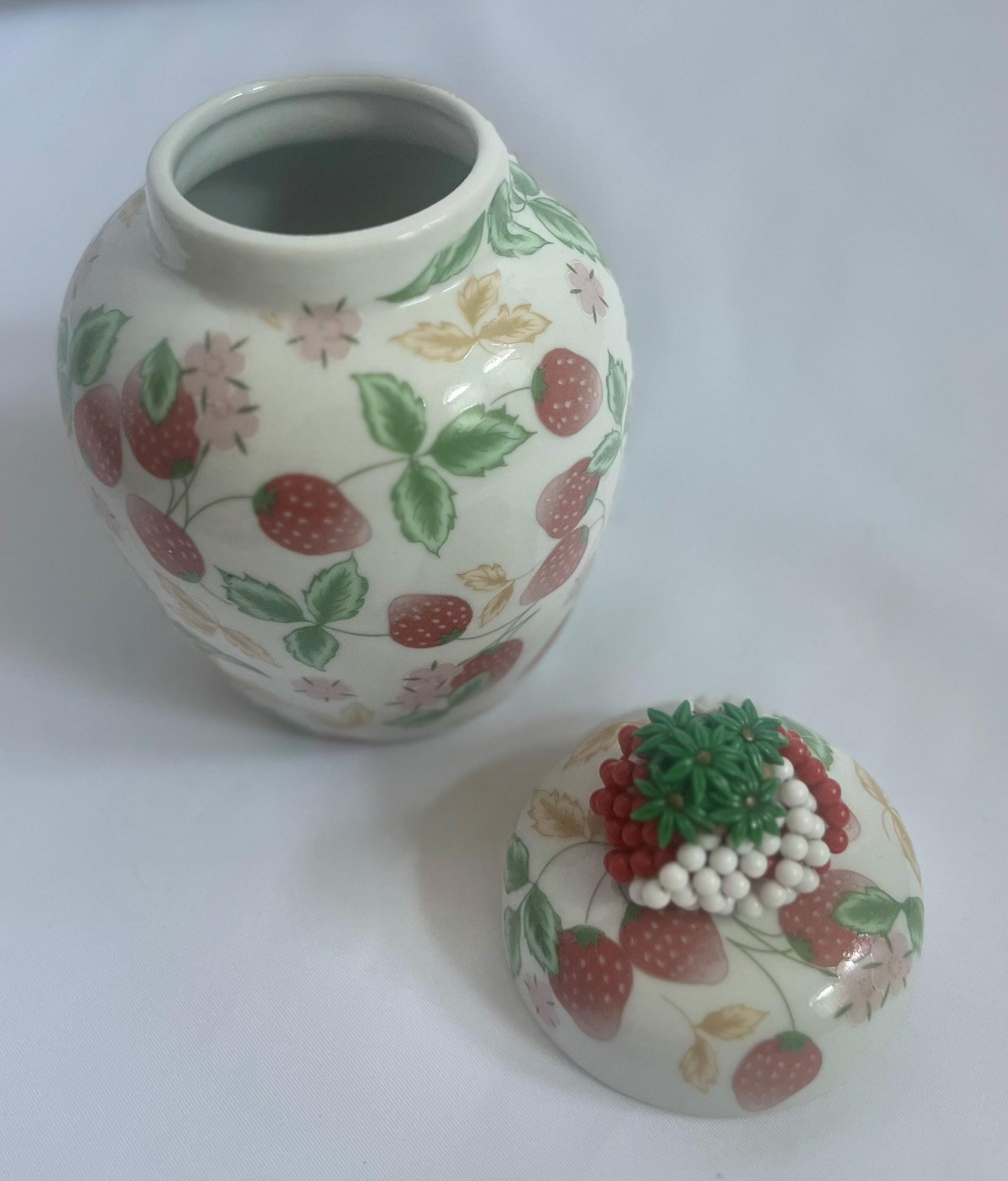 Strawberry Porcelain Ginger Jar & Heart Trinket Dish