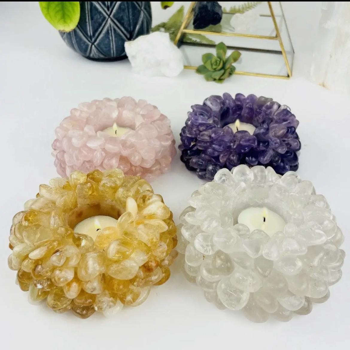 Purple Amethyst Crystal Candle Holder